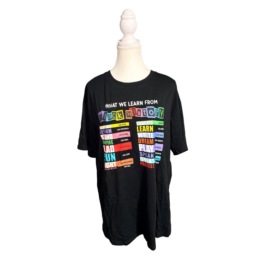 Black History Graphic Tee Oversized Quote Shirt Black Size M Unisex